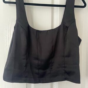 Express Black Women's Corset Satin Tank Top